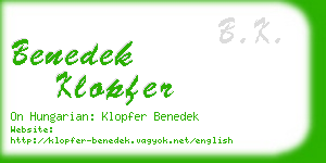 benedek klopfer business card